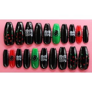 Black Lives Matter Pride Long Coffin Gloss Finish Press On Nails Long